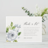 Soft Dusky Blue Waterverf Floral Hartelijk dank Bedankkaart (Staand voorkant)