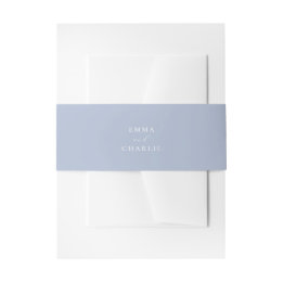 Soft Dusty Blue Boho Wedding invitation belly band Uitnodigingen Wikkel