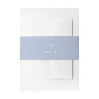 Soft Dusty Blue Boho Wedding invitation belly band Uitnodigingen Wikkel