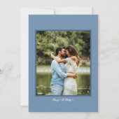 Soft Dusty Blue Ivory Floral Photo Wedding Kaart (Achterkant)