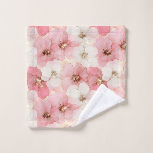 Soft Dusty Rose & Gold Flowers Towel Personalized  (Gant de toilette)