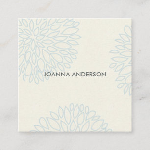 SOFT ELEGANT MINIMAL AQUA BLUE FLORAL PERSONALISEE VIERKANTE VISITEKAARTJE