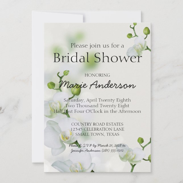 Soft Elegant Orchid Shower Invitation (Voorkant)