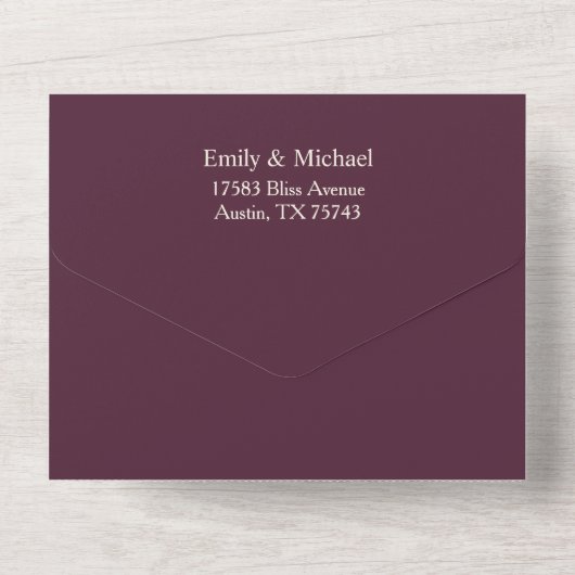 Soft Elegant Rozen Burgundy Cream Lijst All In One Uitnodiging (Achterkant)