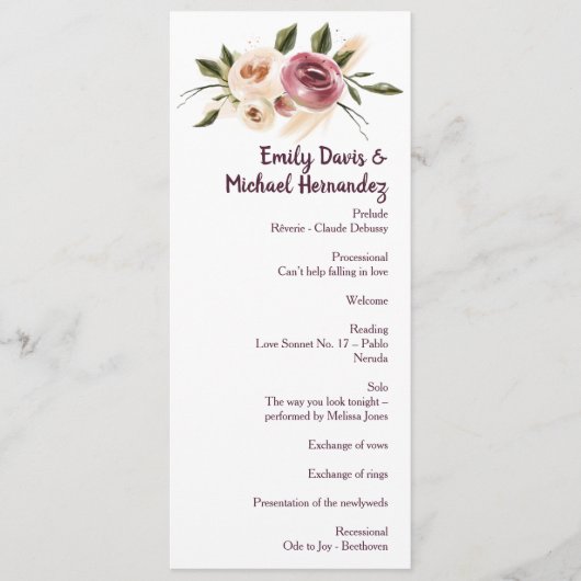 Soft Elegant Rozen Burgundy Cream Lijst Programma (Voorkant)