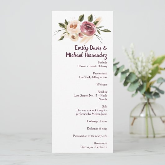 Soft Elegant Rozen Burgundy Cream Lijst Programma (Staand voorkant)