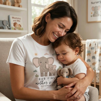 Soft Elephant Mom Baby First Mothers Day Art T-shirt
