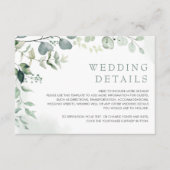 Soft Eucalyptus Greenery Garden Wedding Details Informatiekaartje (Voorkant)