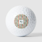 Soft evergreen gingham monogram golfballen (Voorkant)