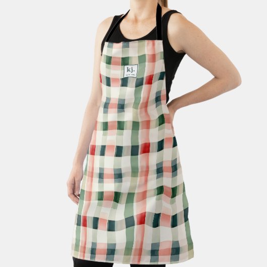 Soft evergreen gingham monogram schort (Insitu)
