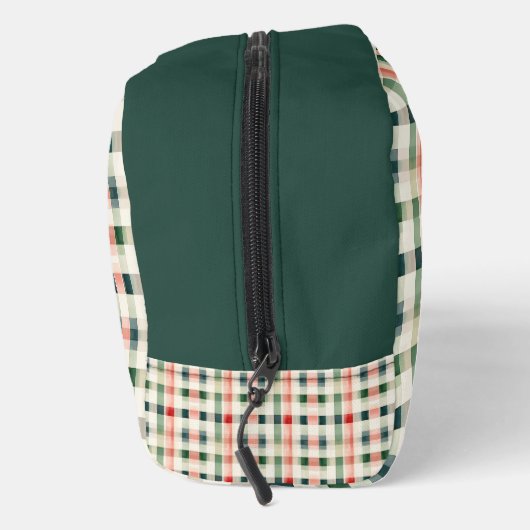 Soft evergreen gingham monogram toilettasje (Rechts)