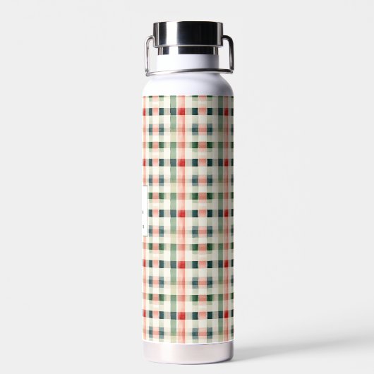 Soft evergreen gingham monogram waterfles (Achterkant)