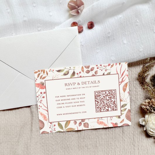 Soft Fall Leaves Mariage Carte RSVP