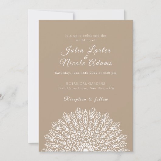 Soft Feather Dry Pampas Grass Mandala Wedding Kaart (Voorkant)