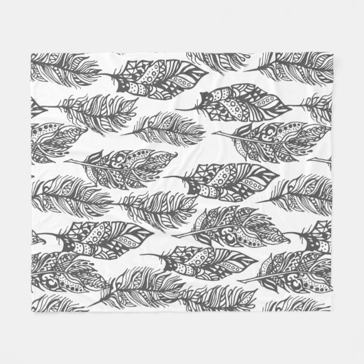 Soft Feathers Doodle Fleece Deken (Voorkant (Horizontaal))