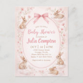 Soft Floral Bunny Baby Shower Invitation (Devant)