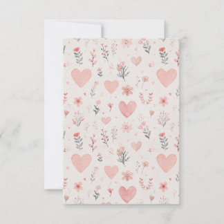 Soft Floral Hearts Thank You Card Bedankkaart
