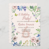 Soft Floral Invitation Kaart (Voorkant / Achterkant)