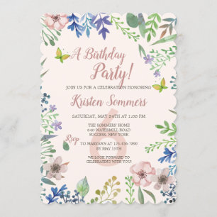 Soft Floral Invitation Kaart