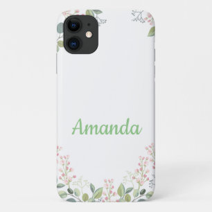 Soft Floral met bladeren en kleine boeddders iPhone 11 Hoesje