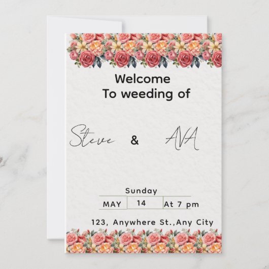 Soft Floral Pink Wedding Invitation | Romantic & E (Devant)