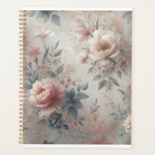 Soft Floral Planner – Roze & Gouden Waterverf (Voorkant)