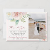 Soft Floral Romantic Greenery Mauve Wedding Bedankkaart (Voorkant)