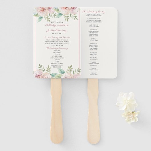 Soft Floral Spring Waterverf Wedding Ceremony Pro Handwaaier (Voorkant en achterkant)