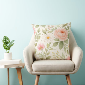 Soft Floral Watercolor Pattern   Kussen