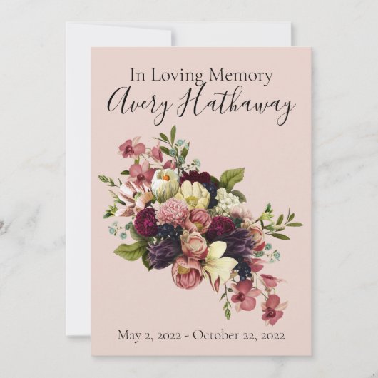 Soft Florals Custom Funeral Memorial Programme Kaart (Voorkant)