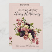 Soft Florals Custom Funeral Memorial Programme Kaart (Voorkant / Achterkant)