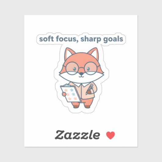 Soft Focus Sharp Goals Sticker Cute Fox Motivation (Feuille)