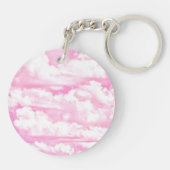 Soft Fuchsia Pink Girly Clouds Sleutelhanger (Achterkant)