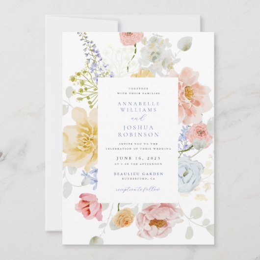 Soft Garden Florals Faire-part de mariage (Devant)