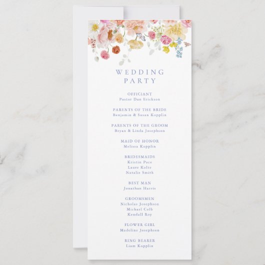 Soft Garden Florals Programme de cérémonie Mariage (Dos)