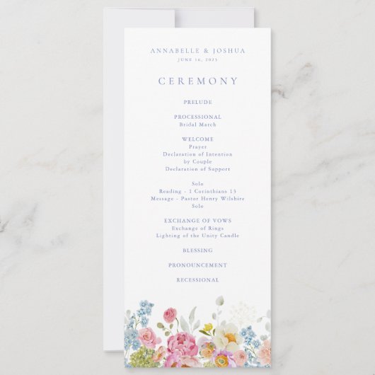 Soft Garden Florals Programme de cérémonie Mariage (Devant)