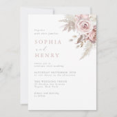 Soft Gentle Blush Floral Wedding Invitation Kaart (Voorkant)