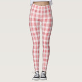 Soft Girly Pink White Plaid Stripes Leggings (Voorkant)