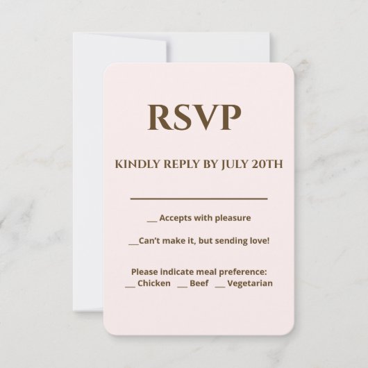 Soft Glam RSVP-kaart | Champagne Blush Trouwpak RSVP Kaartje (Voorkant)
