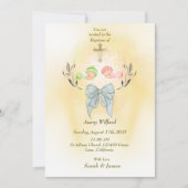Soft gold cross Baptism invitation Kaart (Voorkant)