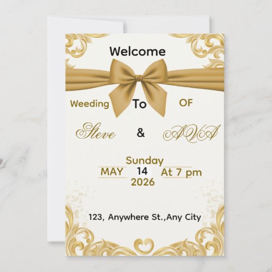 Soft Gold Wedding Invitation – Minimal Elegant Des (Devant)