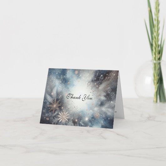 Soft Golden Dusty Blue Romance Wedding Bedankkaart (Voorkant)