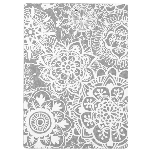 Soft Gray Mandala Pattern Klembord (Achterkant)