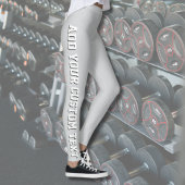 Soft Gray Personalized Custom Text Vertical Leggings