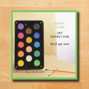 Soft Green Artist / Tutor / Educator Kunstleraar Vierkante Visitekaartje