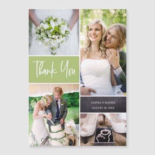 Soft Green Custom Weddenschap Photo Collage (Voorkant)