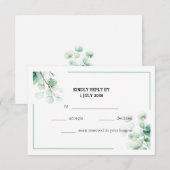 Soft Green Elegant Eucalyptus Twigs Mariage RSVP (Devant / Derrière)