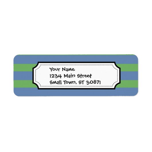 Soft Green en Blue Paars Striped Patroon Etiket (Voorkant)
