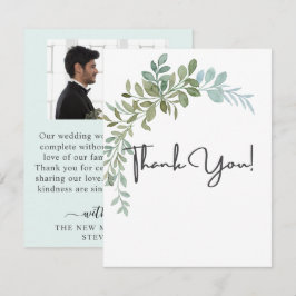 Soft Green Eucalyptus Watercolor Rustic Wedding Bedankkaart