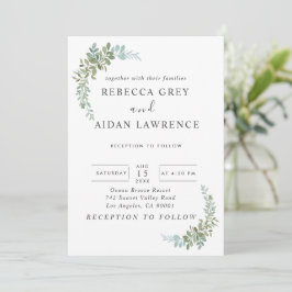 Soft Green Eucalyptus Watercolor Rustic Wedding Kaart